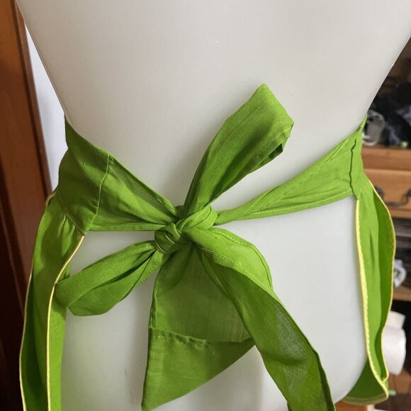 Vintage Green Yellow Tie Waist Pocket Apron - Picture 5 of 5